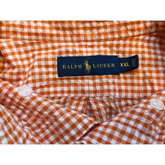 Ralph Lauren Men's Short Sleeve button down shirt. Orange/White. Size 2XL - Picture 3 of 5